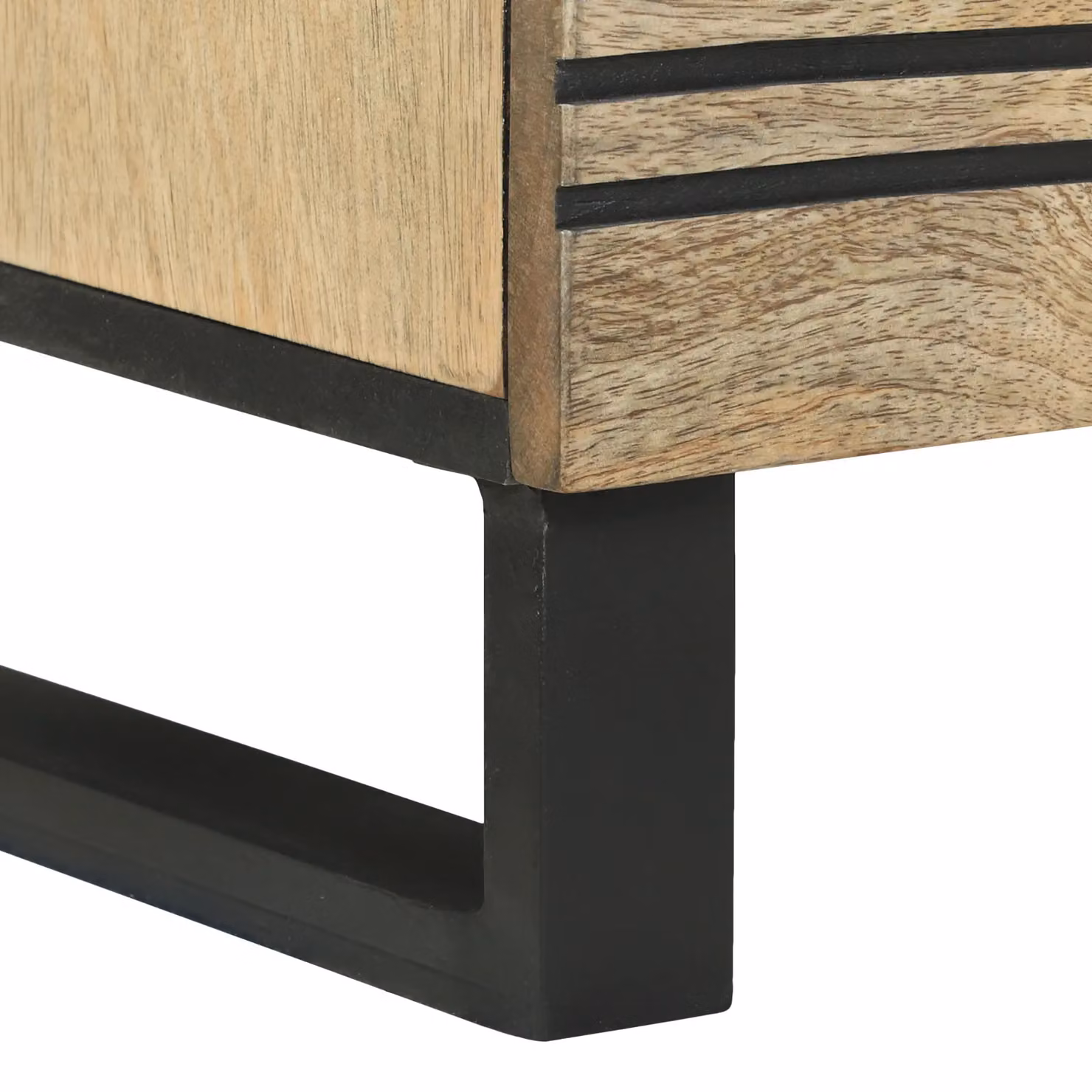 Berkfield Home Modern Mango Wood Sideboard in Beige and Black, W/D/H: 80 x 33.5 x 75 cm – 7