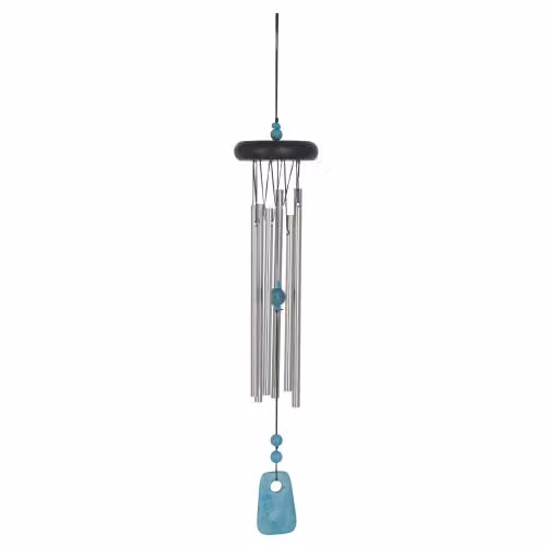 Woodstock Chimes Chakra Collection Hanging Wind Chime in Turquoise, Black and Silver