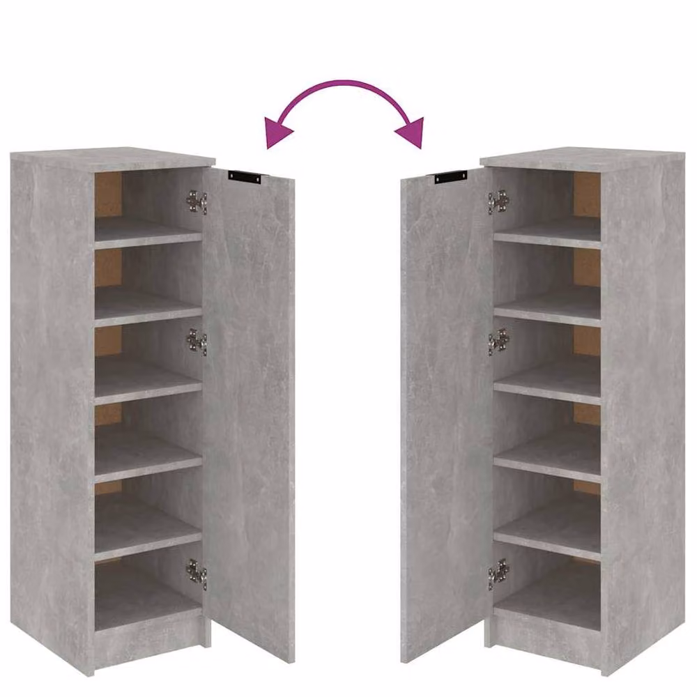 Berkfield Home Modern Grey Shoe Cabinet with Hinged Doors and Internal Shelves, W/D/H: 30 x 35 x 100 cm – 3