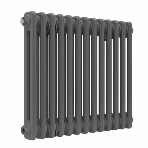 Lux Heat Anthracite Grey Horizontal 2 Column Traditional Steel Radiator, H: 50.0 cm, W: 60.5 cm – 2