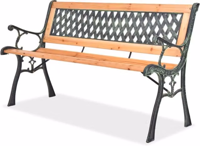 Berkfield Home Brown Wood Garden Bench, Width: 122 cm – 1