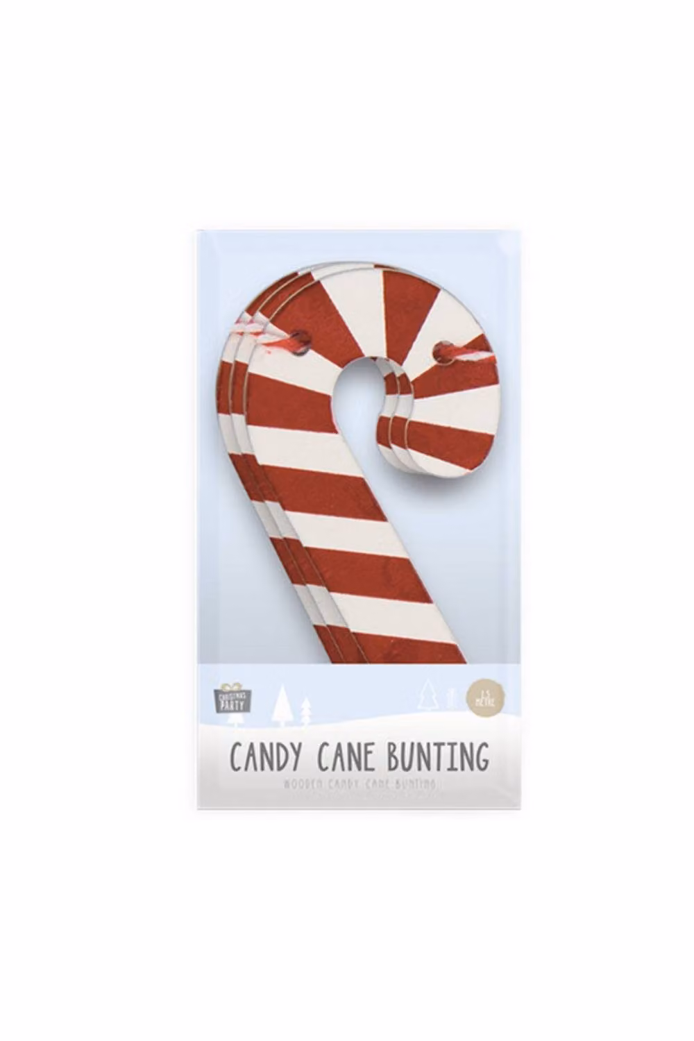 KDMD 3 Pack Multicolour Red Striped Wooden Candy Cane Christmas Bunting Pennants – 2
