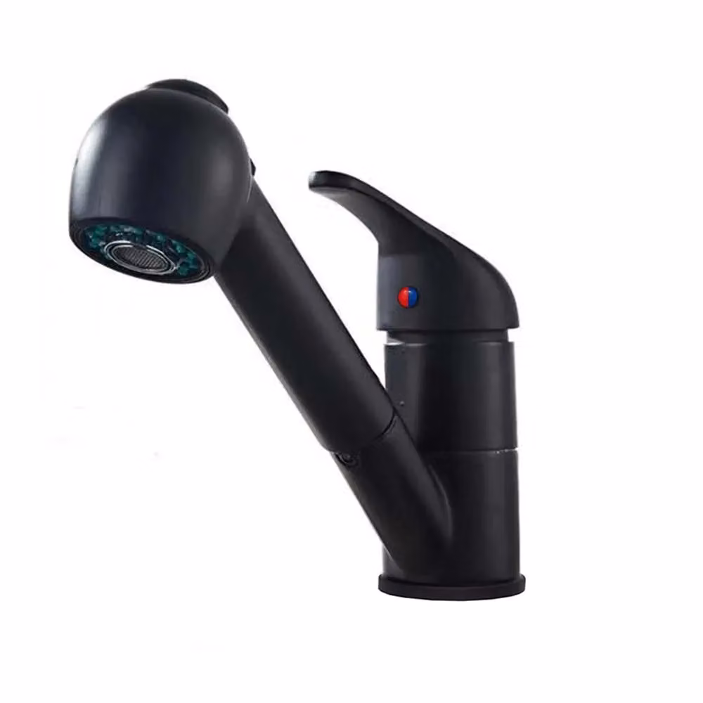 Nes Home Matte Black Single Lever Kitchen Sink Mixer Tap with Pull-out and Swivel Spout – 3