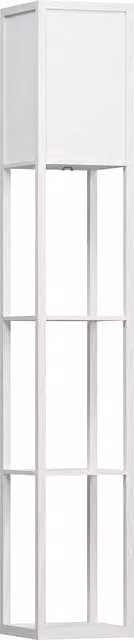 HOMCOM White Floor Lamp with 3-Tier Storage Shelf for Living Room and Bedroom