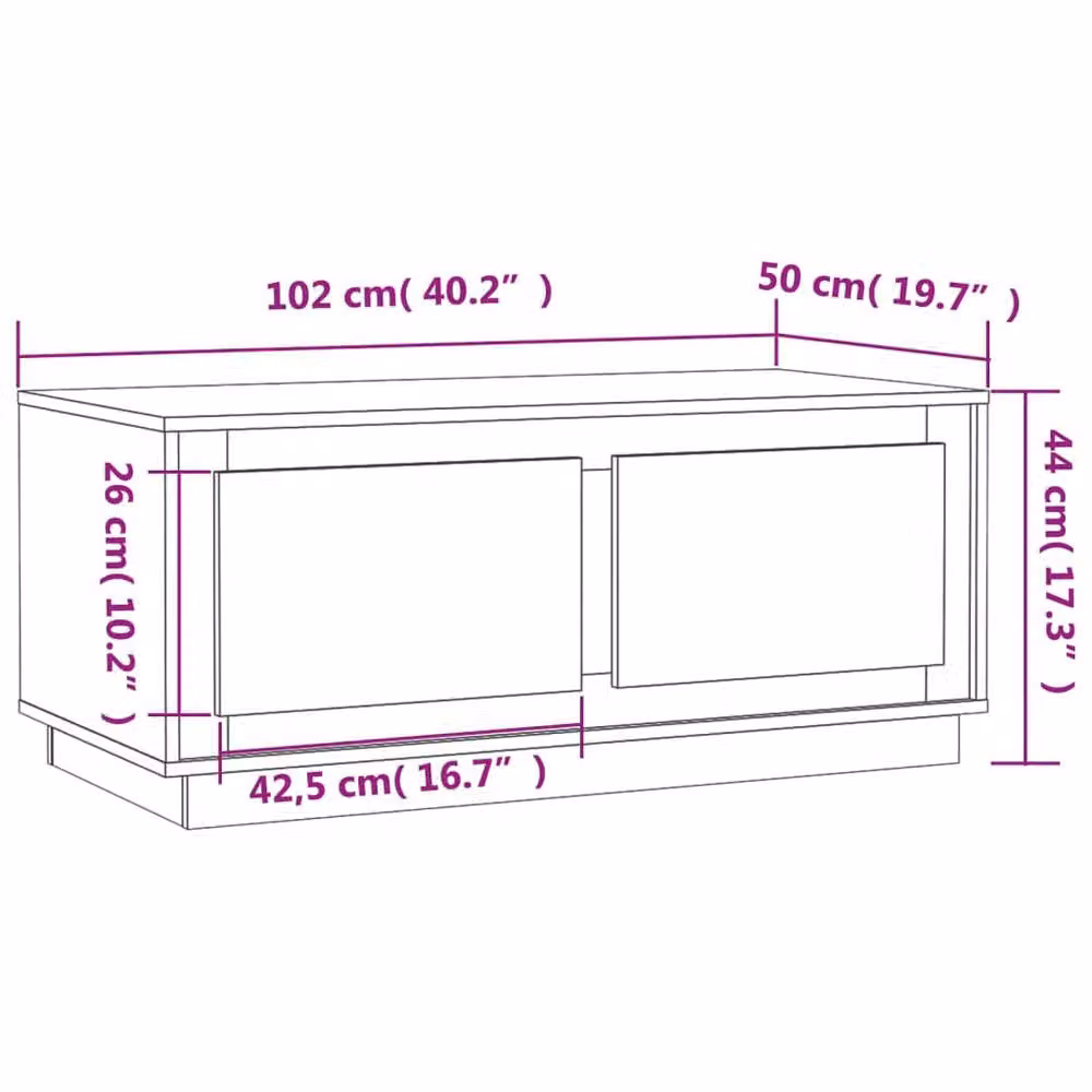 Berkfield Home Brown Oak Coffee Table, W: 102 cm, D: 50 cm, H: 44 cm – 4