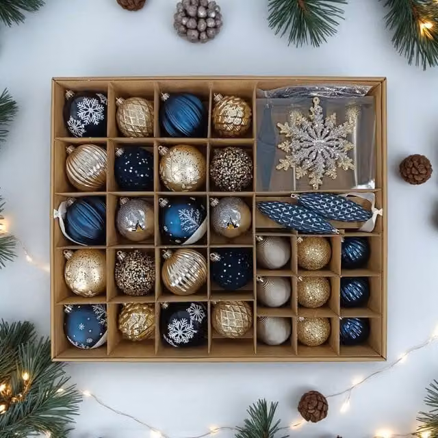 Garden Greatness 80 Pack Shatter Resistant Frosted Blue Plastic Christmas Baubles