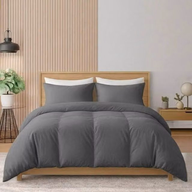 Pamposh 400 Thread Count Cotton Mako Satin Reversible Duvet Cover Set in Grey, W/D/H: 135 x 200 cm – 1