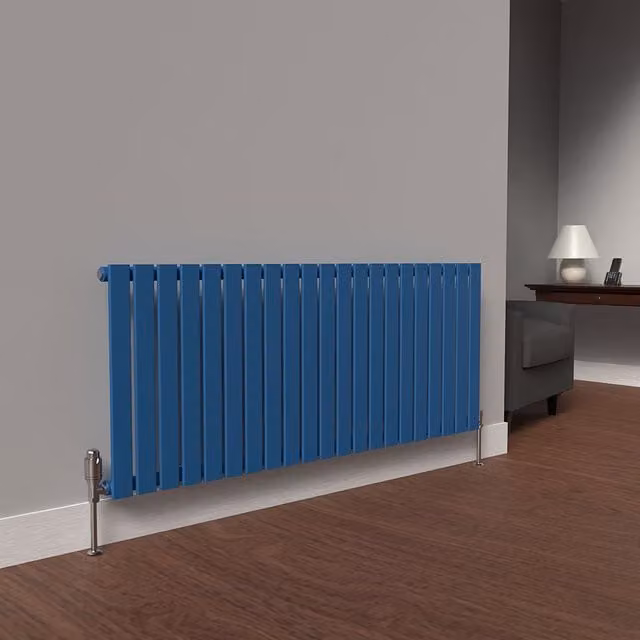 Lux Heat Flat Horizontal Coloured Radiator in Galaxy Blue, W: 147 cm, H: 60 cm