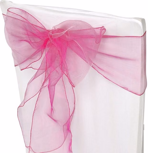 Neel Blue Set of 25 Pink Organza Sashes for Party Decoration, W: 17 cm, L: 280 cm – 1