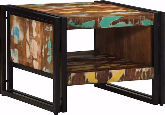 Berkfield Home Multicolour Reclaimed Solid Wood Coffee Table, W/D/H: 50 x 50 x 38 cm
