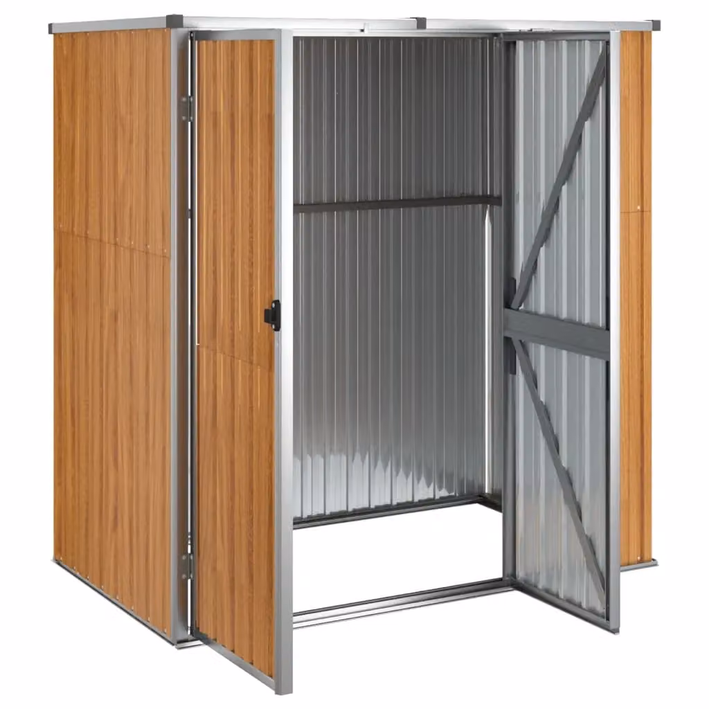 Berkfield Home Brown Galvanised Steel Garden Tool Shed, H x W x D: 161 x 89 x 89 cm – 2