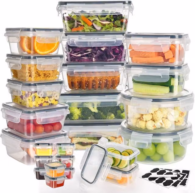 Alivio 24-Piece Clear Plastic Food Storage and Meal Prep Containers with Leakproof Airtight Lids