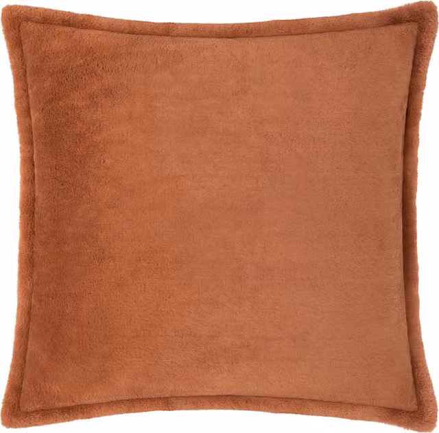 Kallu Faux Fur Square Cushion in Orange and Brown with Feather Filling, 55 x 55 cm