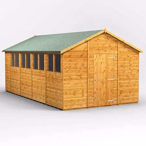 Powersheds Premium Apex Wooden Garden Shed in Brown with Toughened Glass and PVC Window Sills, W/D/H: 317 x 251 x 251 cm
