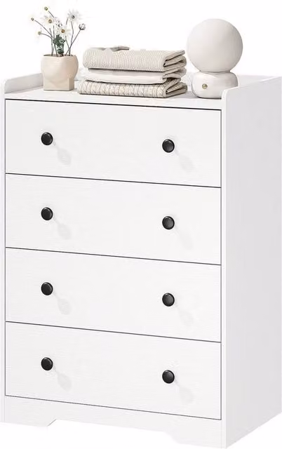 NESTLUNE 4 Drawer Chest of Drawers, White Wood Effect Storage Cabinet – 1