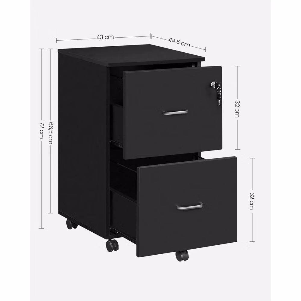 The Bazaarist Rolling Filing Cabinet and Printer Stand with Locks, Black – 3
