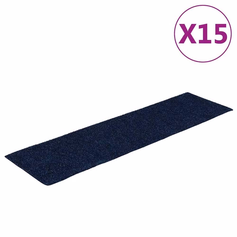 Berkfield Home Self-adhesive Rectangular Stair Mats, 15 Pieces, Blue, W: 76 cm, D: 20 cm – 2
