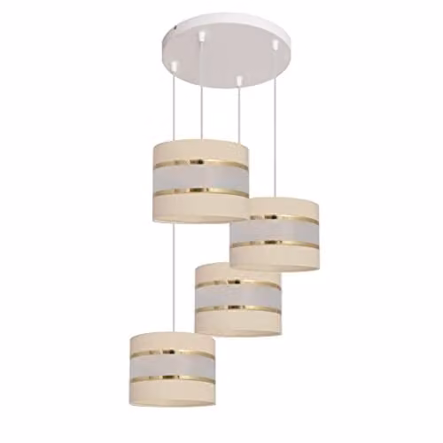 Netlighting Helam Helen Cluster Pendant Ceiling Light in Beige, Gold and White, Diameter: 35 cm