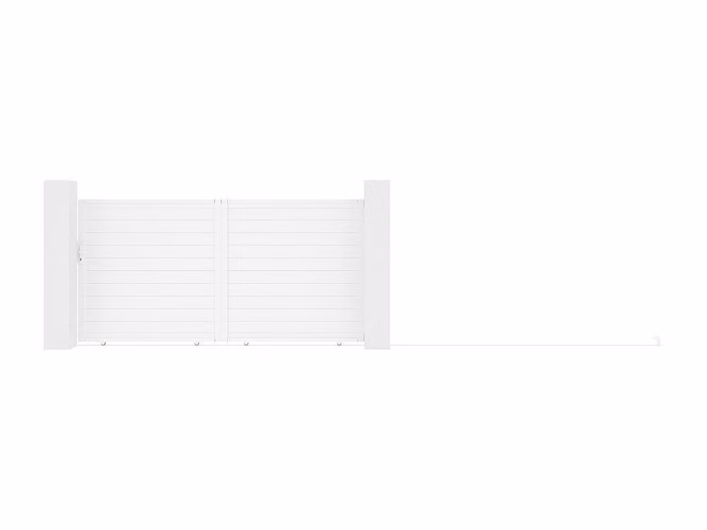 Vente-unique Nazario Solid Aluminium Sliding Gate, White, W: 374 cm, H: 180 cm – 2