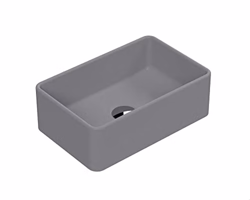 nuie NBV379 Luxe Rectangular Ceramic Countertop Vessel Basin in Matt Grey, W: 36.5 cm, D: 12.0 cm, H: 23.5 cm