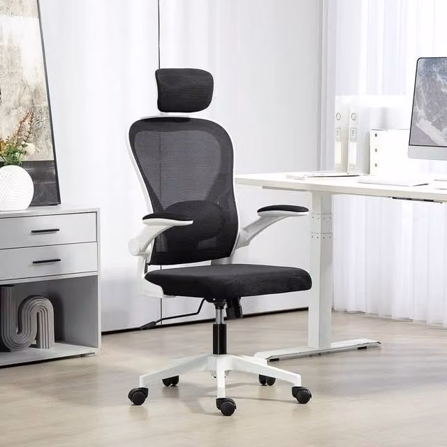 EONLION Ergonomic Mesh Office Chair with Headrest and Armrests in Black