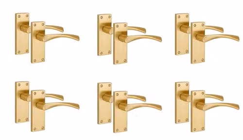Golden Grace Astrid Scroll Interior Door Handle Set in Satin Brass, 6 Pairs