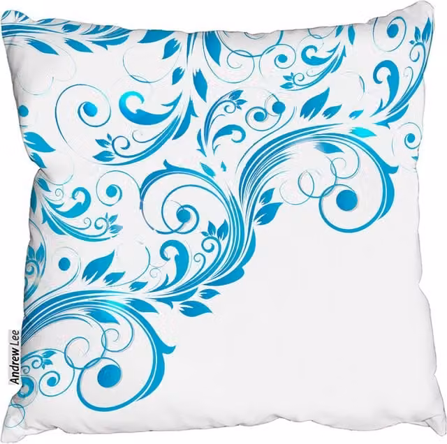Andrew Lee Modern Graphic Swirls Square Cushion, Blue and White, W: 60 cm, H: 60 cm