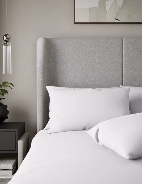 M&S x Kelly Hoppen 2 Pack 500 Thread Count Cotton Sateen Pillowcases in White