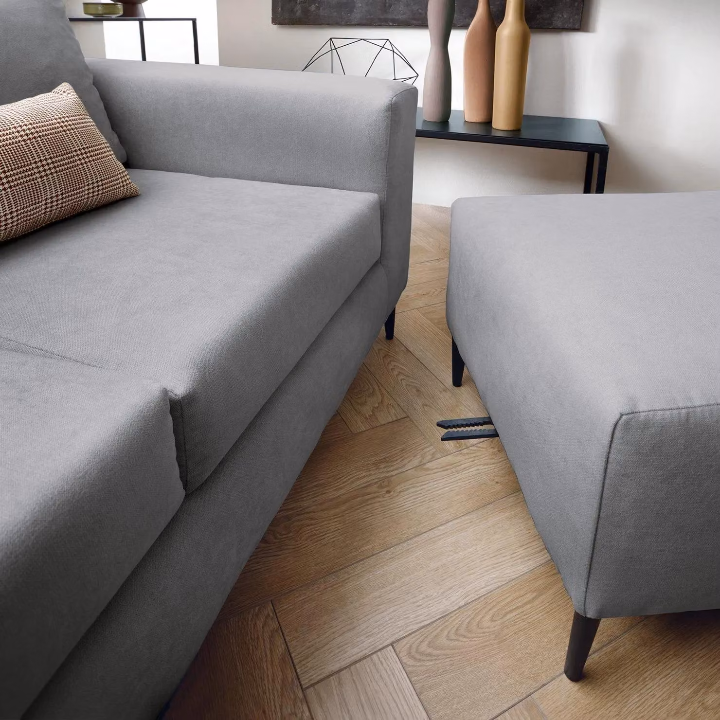 Abakus Direct Capri Reversible L-Shape Corner Sofa with Matching Ottoman in Cool Grey – 2