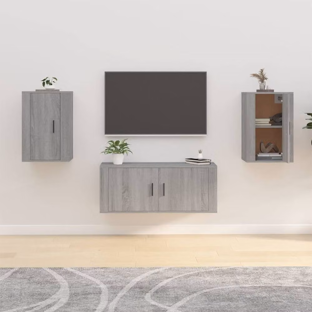 Berkfield Home Wall Mounted TV Cabinets, 2 Piece Set in Grey Sonoma, W: 40 cm, D: 34.5 cm, H: 60 cm – 2