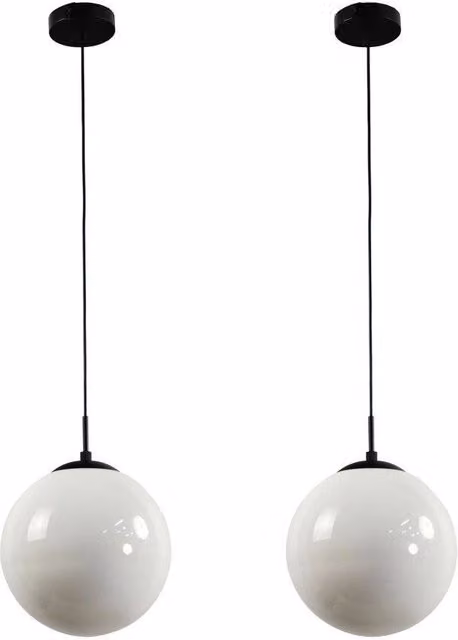First Choice Lighting Grosvenor Set of 2 Black Pendant Lights with Glass Spheres