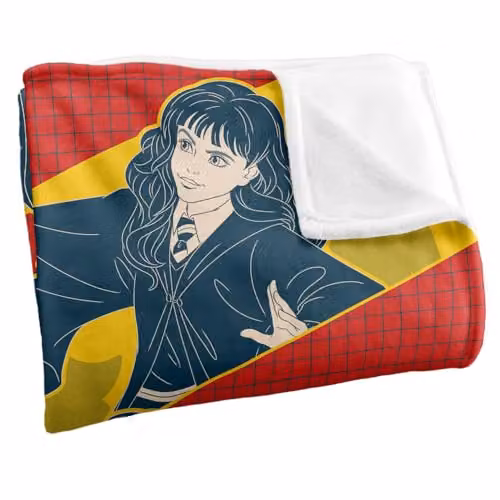 Warner Brothers Harry Potter Gryffindor Striped Fleece Blanket, White and Multicolour, W: 152 cm, D: 127 cm – 2