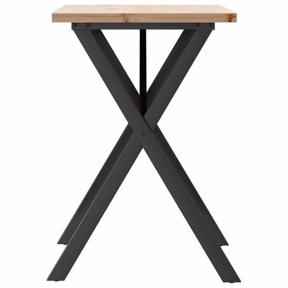 Berkfield Home X-Frame Rectangular Dining Table in Brown Solid Pine and Steel, W: 80 cm, D: 50 cm, H: 75.5 cm – 4