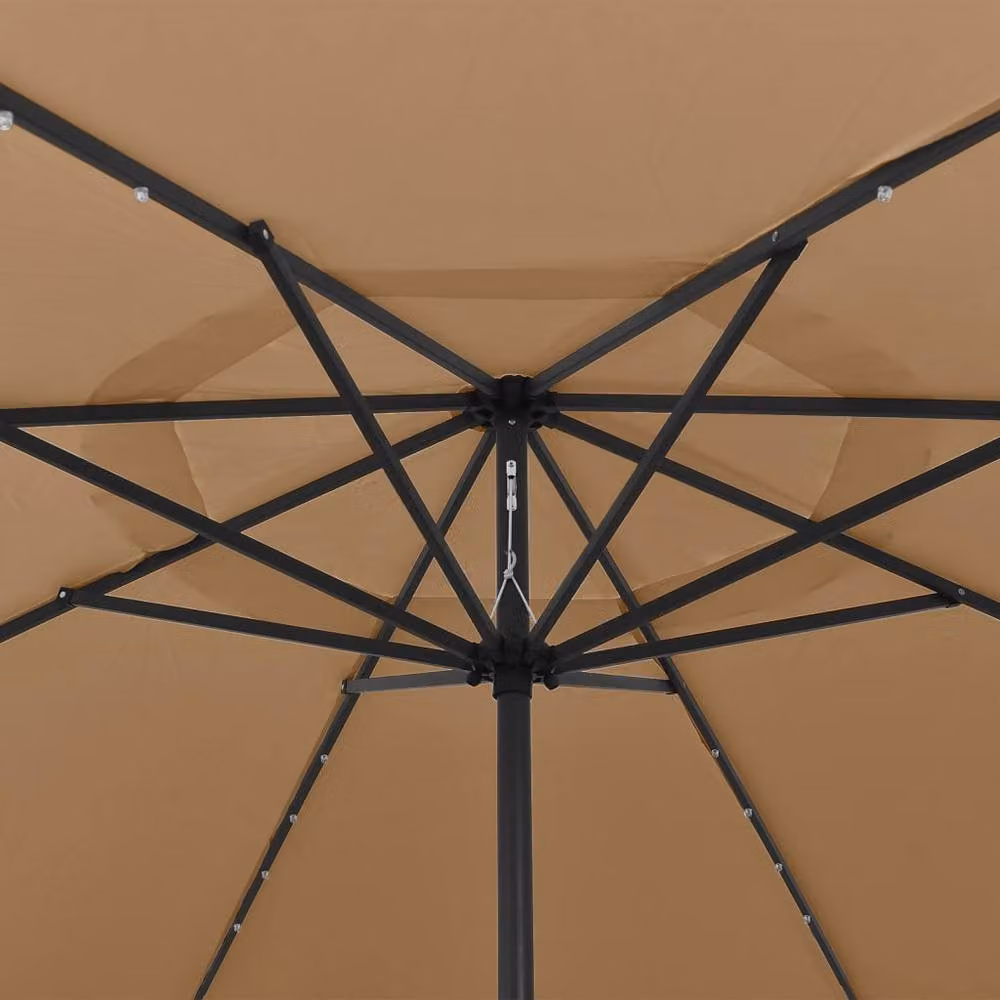 Berkfield Home Outdoor Parasol with LED Lights and Metal Pole, Beige, 400 cm – 2
