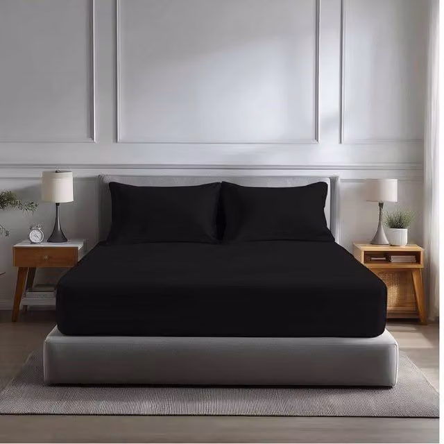 Snug City Black Microfibre Soft Touch Extra Deep Fitted Sheet, Small Double, Depth: 40 cm – 1