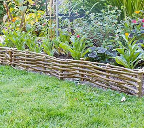 Primrose Pack of 2 Woven Hazel Hurdle Garden Lawn Edging and Perimeter Border Screening in Brown – 3