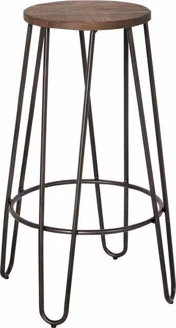 IH Design Industrial Mango Wood and Metal Round Bar Stool in Black and Brown