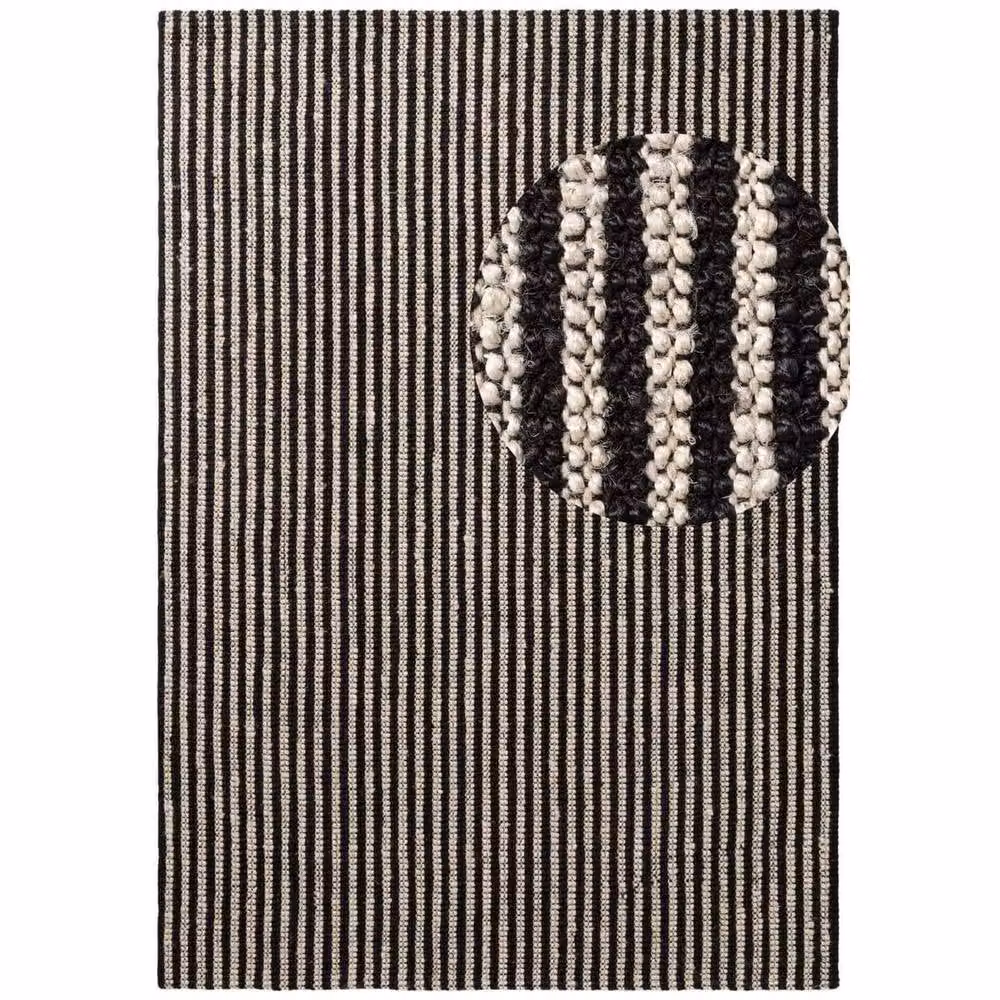THE RUGS Ebony Hand Woven Striped Jute Rug in Cream and Black, W: 200 cm, L: 300 cm – 6