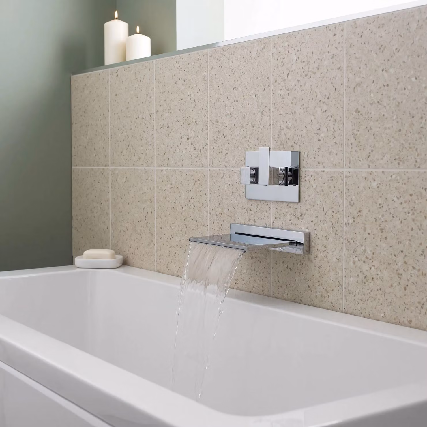 Balterley Wall Mounted Waterfall Bath Filler Spout in Chrome Silver – 2