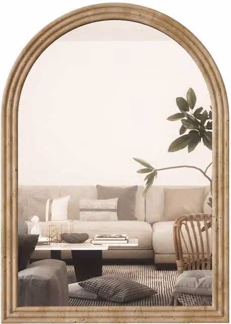 HOMCOM Modern Oval Wall-Mounted Glass Mirror in Brown, W: 50 cm, H: 70 cm – 1