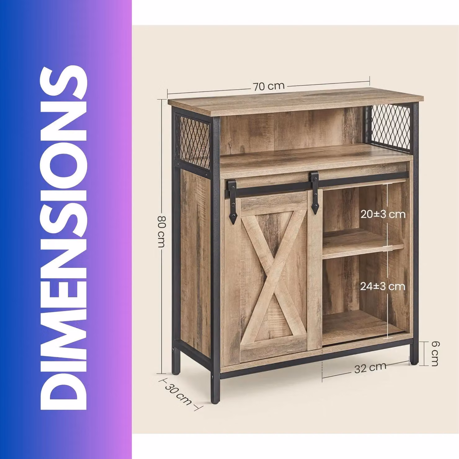 FURNOS Multipurpose Kitchen Sideboard Buffet Cabinet with Sliding Barn Door in Natural – 2