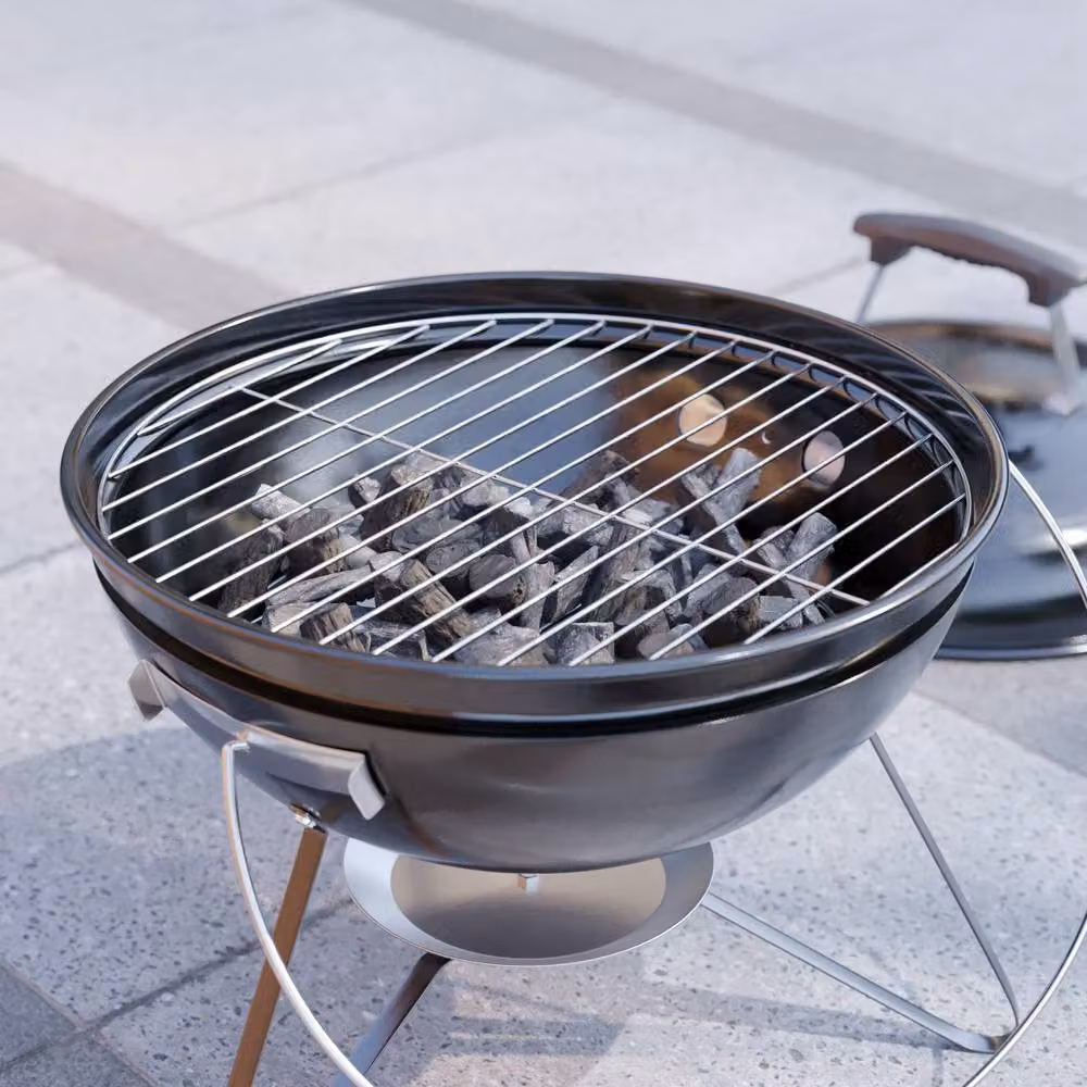 Vida Kansas Black Charcoal Kettle BBQ Grill with Wheels – 4