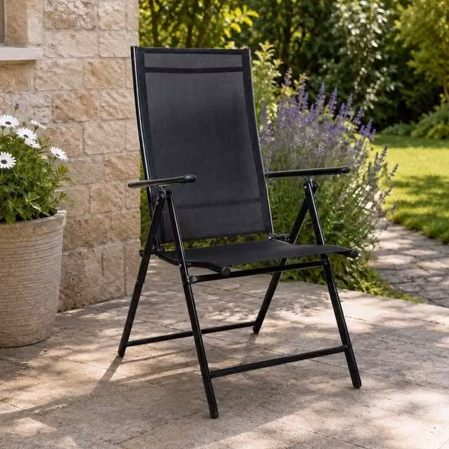 Samuel Alexander Multi Position Reclining Folding Garden Chair in Black