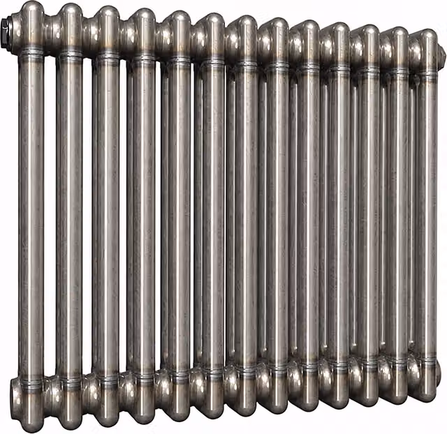 Lux Heat Horizontal 2 Column Steel Radiator in Silver Grey, W: 60.5 cm, H: 50 cm