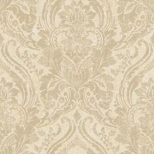 Grandeco Beige Floral Damask Textured Wallpaper