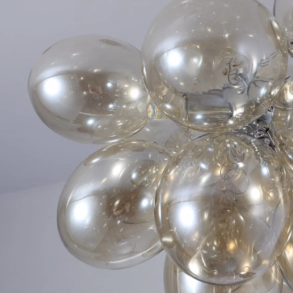 Garwarm Modern 3 Light Dimmable Glass Globe Chandelier in Yellow and Transparent with Chrome Finish, H 120 x W 38 x D 38 cm – 2