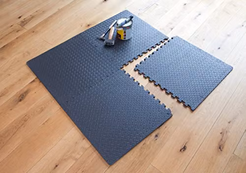 Actiasmat Shock Absorbing Gym Floor Mats, 20mm Thick EVA Foam, Black and Grey, 1.49 m2 Coverage – 2