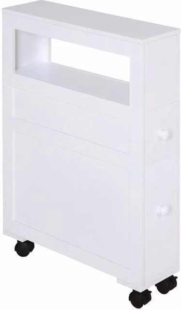 KORVIXA Narrow White Bathroom Storage Unit H: 72 cm, W: 16 cm, D: 16 cm