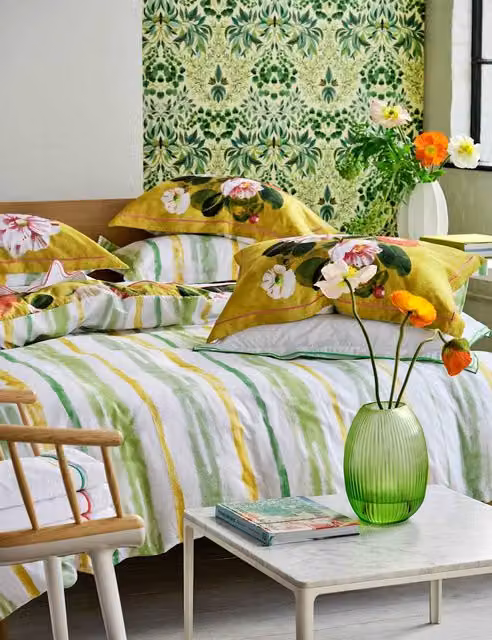 Designers Guild Set of 2 Camellia Floral Mako Satin Pure Cotton Pillowcases, Multicolour