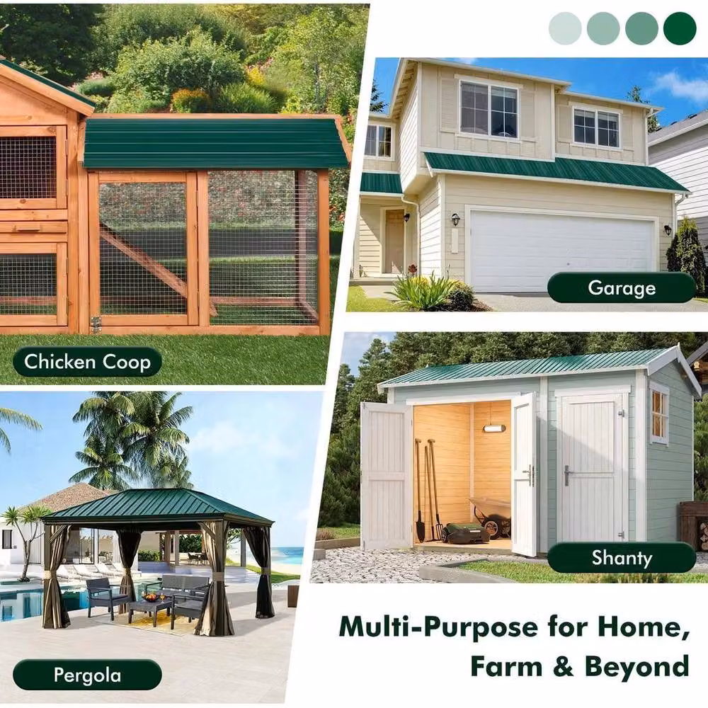 SPETLEK 12 Pack Green Corrugated Galvanised Steel Roof Sheets for Garage, Carport or Shed, W: 100 cm, L: 1300 cm – 3
